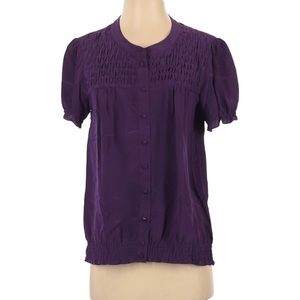 Joie Purple Silk Top Blouse Small S Short Sleeve RARE HTF GORGEOUS !!